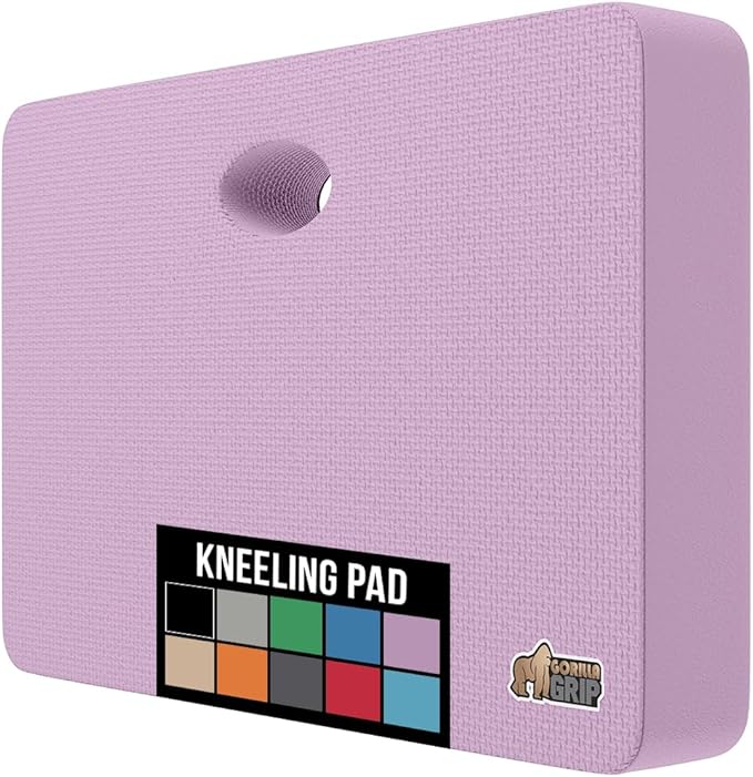 GORILLA GRIP Extra Thick Patent Pending Garden Kneeling Pad, 17.5 x 11 Inch Supportive Soft Foam Knee Cushioning for Gardening, Water Resistant, Bathing Baby Working Supplies, Lightweight, Purple