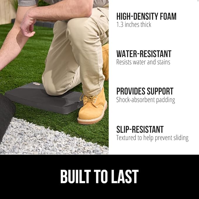 GORILLA GRIP Extra Thick Patent Pending Garden Kneeling Pad, 17.5 x 11 Inch Supportive Soft Foam Knee Cushioning for Gardening, Water Resistant, Bathing Baby, Working Supplies, Lightweight, Charcoal