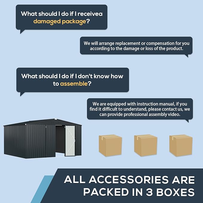 U-MAX 12x10 Storage Shed, Large Metal Outdoor Garden Sheds & Outdoor Storage Clearance, 10x12 Tool Shed Outdoor Storage Lockable for Backyard Outside Use in Dark Grey