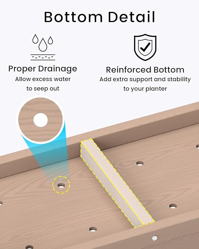 Small HDPE Raised Garden Bed, Elevated Planter Box with Legs, Outdoor All-Weather Planter Raised Beds for Seeds, Herb, Flower, Vegetable (Khaki)