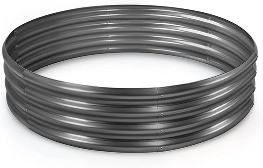 Land Guard Galvanized Raised Garden Bed Kit, Planter Boxes Outdoor, Round Large Metal Garden Beds for Vegetables(Gray)……