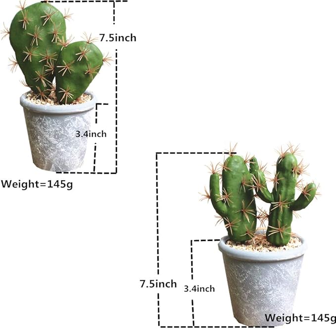 Fcooler Artificial Succulent Plants Faux Cactus Decorative Potted Fake Cacti with Pots Rock Sand Included Artificial Plants for Bathroom/Home Decor House Decorations(A Set)