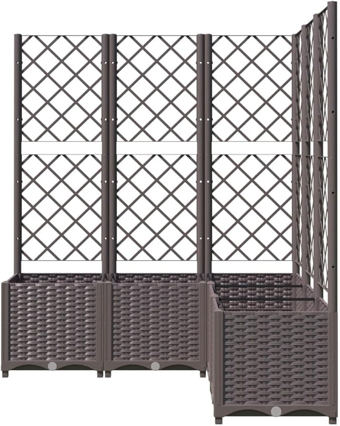 Garden Planter with Trellis, Trellis with Planter Box, Outdoor Raised Garden Bed for Climbing Plants, Raised Garden Bed Garden Planter Box, Brown 47.2"x47.2"x53.5" PP