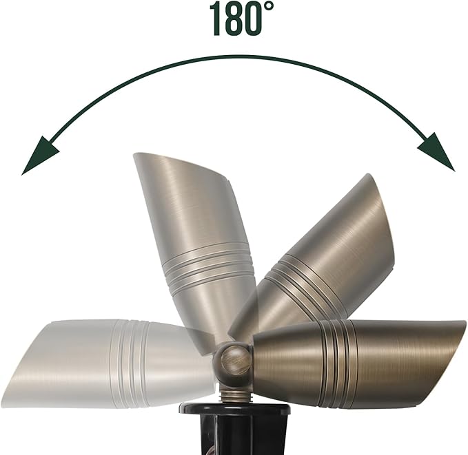 GKOLED UL Listed Solid Brass Landscape Spotlight, Low Voltage Outdoor Directional Uplight, with 5W MR16 LED Bulb & Large Rugged Slot Spike, 12V AC/DC Garden Patio Spot Up Light