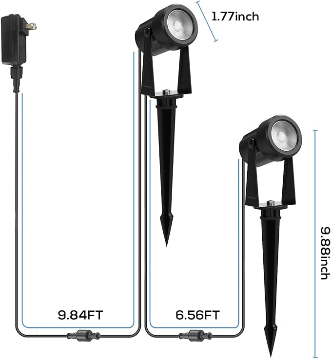 Banord Outdoor Landscape Lighting, 8 Pack Outdoor Spot Lights, Low Voltage LED Landscape Lighting with Transformer for Yard, Plant, Lawn, Garden, IP65 Waterproof & 2700K Warm White