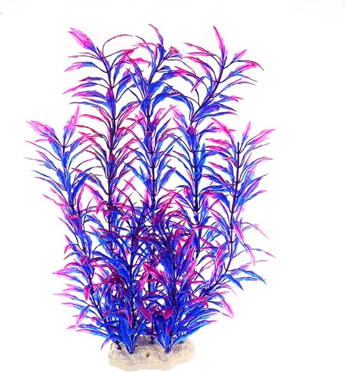 DSkoiph 2 pcs Aquarium Decor Plastic Plants Extra Large 21 Inches Artificial Fish Tank Plants Tall Fish Tank Decorations Artificial Green Water Plants (Purple)