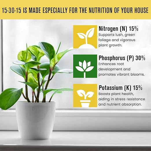 EZ-GRO House Plant Fertilizer 15-30-15, Indoor Plant Food - Concentrated Liquid Fertilizer with High Phosphorus | Liquid Plant Food for Houseplants | Specially Made for The Nutrition of Indoor Plants