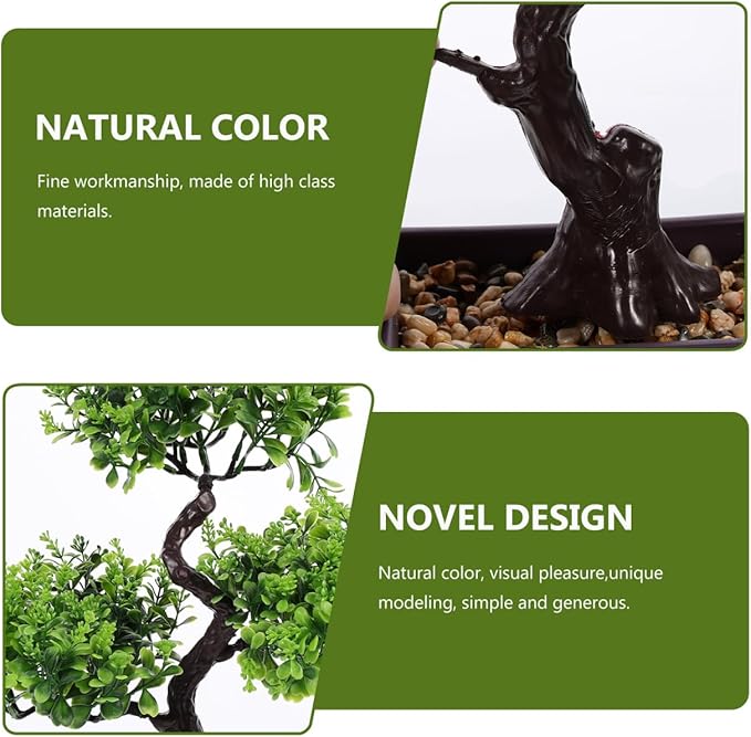 Cabilock Artificial Bonsai Tree, Fake Potted Bonsai Plants Decoration, Simulation Faux Plants Decor, Desktop Realistic Welcoming Pine Ornament for Home Office Entryway Chests Decor, Green