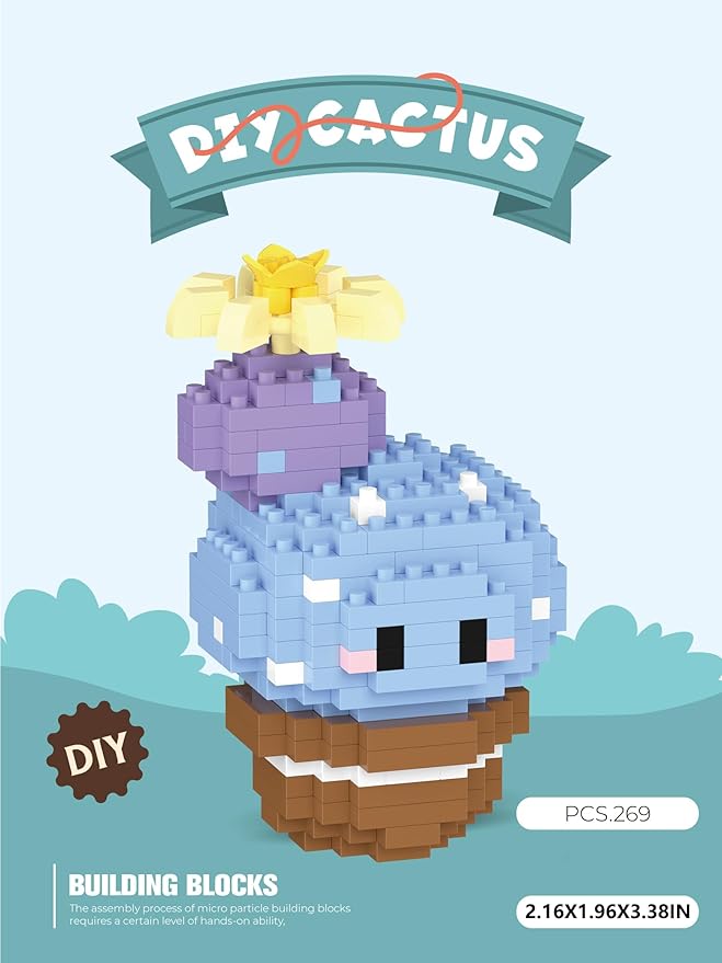 Starry Sky Mini Cute Cactus Succulent Plants Bonsai Building Toy Potted Plant Blocks Particle Flower Botanical