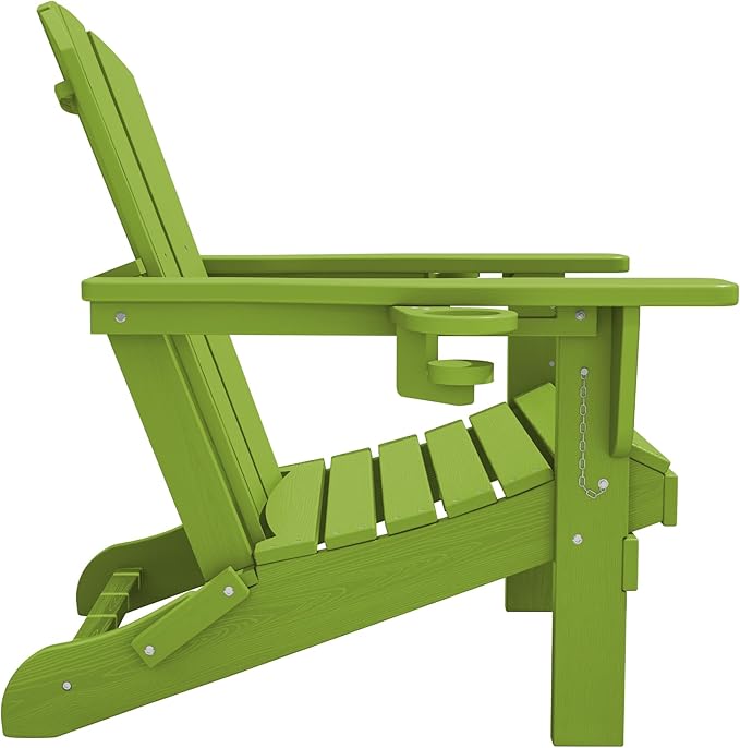 SERWALL Adirondack Chair with Cup Holders - Composite Adirondack Chairs Set of 8 HDPE Outdoor Chairs All Weather Use- Apple