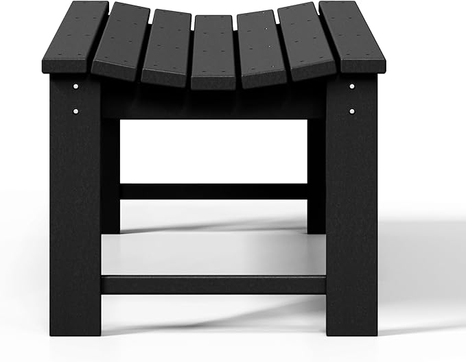 WestinTrends Malibu Outdoor Bench, All Weather Resistant Poly Lumber Backless Patio Garden Bench, Adirondack Curved Bench Seat for Comfort, Black