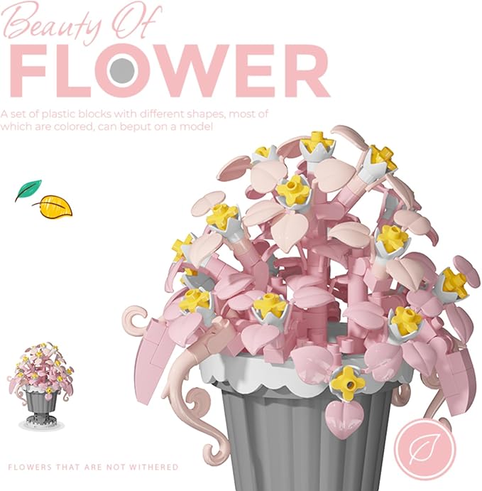 Wedding Hanging Orchid Mini Flower Potted Plant Bonsai Building Toy Blocks Artificial Particle Flower Botanical