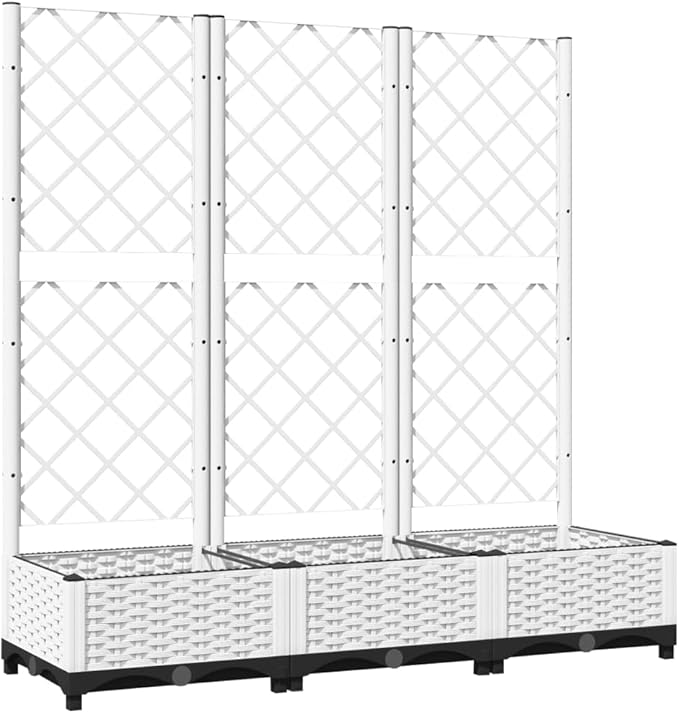 Garden Planter with Trellis, Trellis with Planter Box, Outdoor Raised Garden Bed for Climbing Plants, Raised Garden Bed Garden Planter Box, White 47.2"x15.7"x47.8" PP