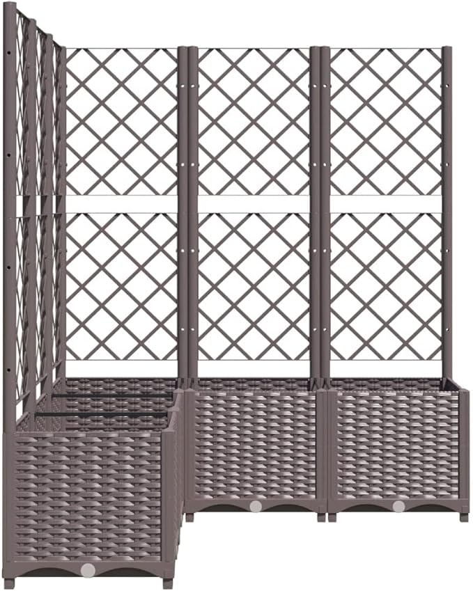 Garden Planter with Trellis, Trellis with Planter Box, Outdoor Raised Garden Bed for Climbing Plants, Raised Garden Bed Garden Planter Box, Brown 47.2"x47.2"x53.5" PP