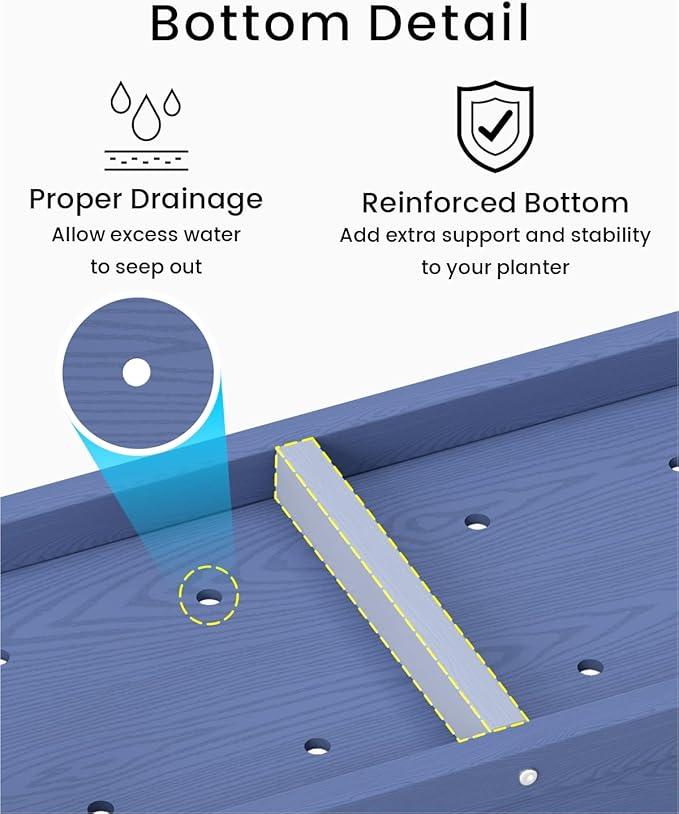 Small HDPE Raised Garden Bed, Elevated Planter Box with Legs, Outdoor All-Weather Planter Raised Beds for Seeds, Herb, Flower, Vegetable (Navy Blue)