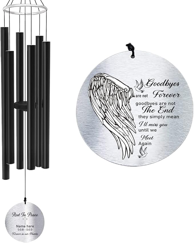 Personalized 36" Bereavement Wind Chimes for Outside, Memorial Gift in Remembrance of a Loved One, Sympathy Gift for Loss of Mother Father Husband, Garden Patio Decor