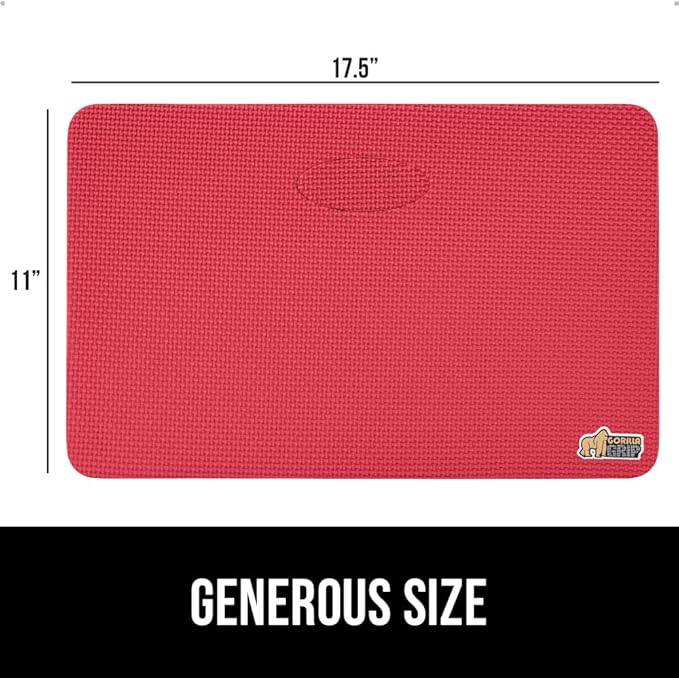 GORILLA GRIP Extra Thick Patent Pending Garden Kneeling Pad, 17.5 x 11 Inch Supportive Soft Foam Knee Cushioning for Gardening, Water Resistant, Bathing Baby, Working Supplies Lightweight, Red