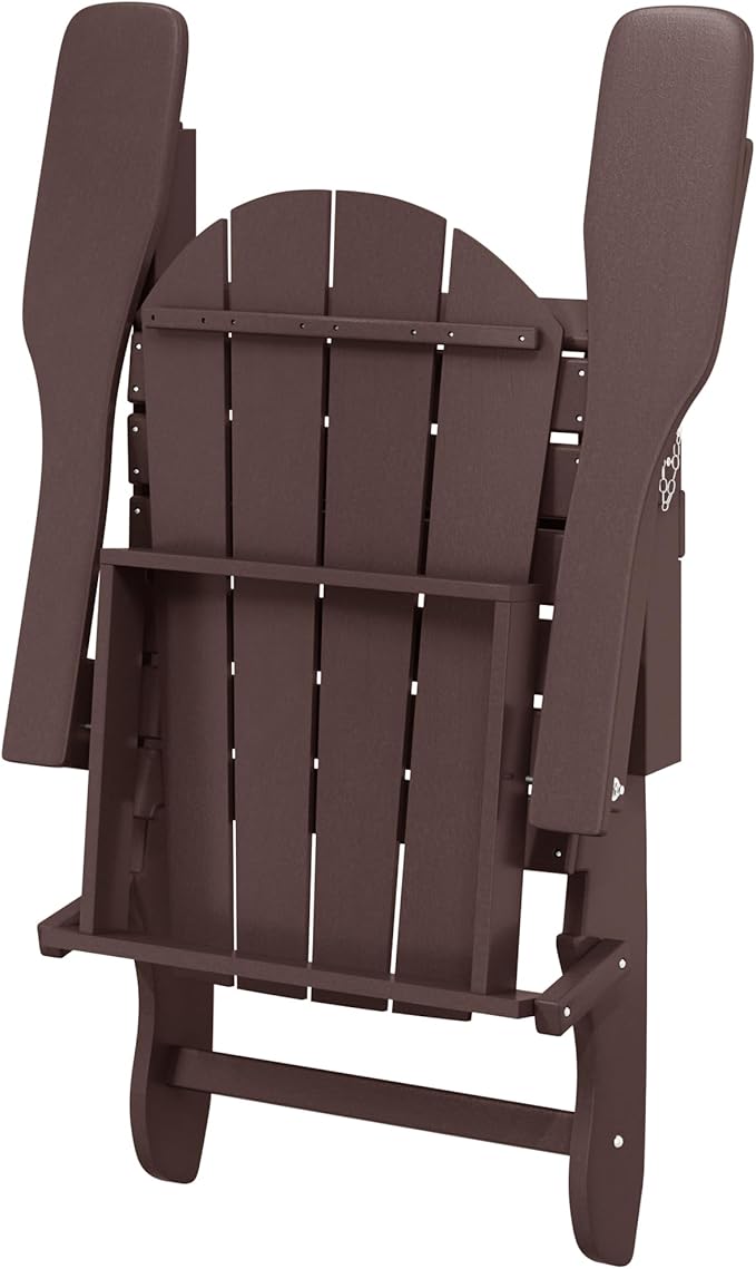 Westin Outdoors Laguna WO Home Furniture Adirondack Chair 4 PC Set Classic Outdoor Patio Folding Chair for Bon Fire Pit Lawn Backyard Beach Plastic Weather-Resistant (Dark Brown)