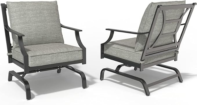 Grand patio 2-Piece Patio Furniture Sets Patio Chair Motion Chairs Set Chat Set with Grey Cushions, Shake of 5-10°, Matched with Different Types of Tables
