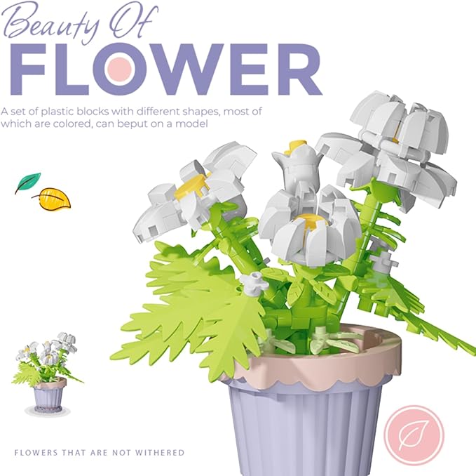 Daisy Mini Flower Potted Plant Bonsai Building Toy Blocks Particle Flower Botanical