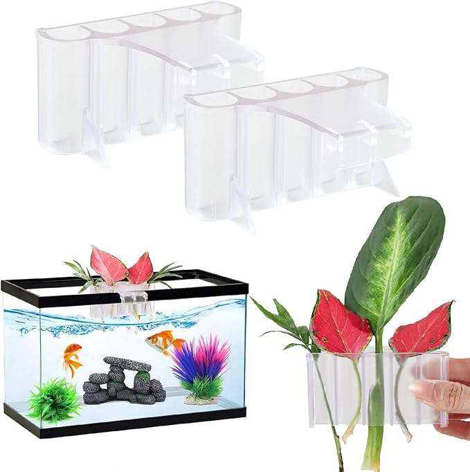 2 PCS Aquarium Plant Holder Top Hanging Fish Tank Plant Pot Aquarium Planter Cups for Water Feature Decoration