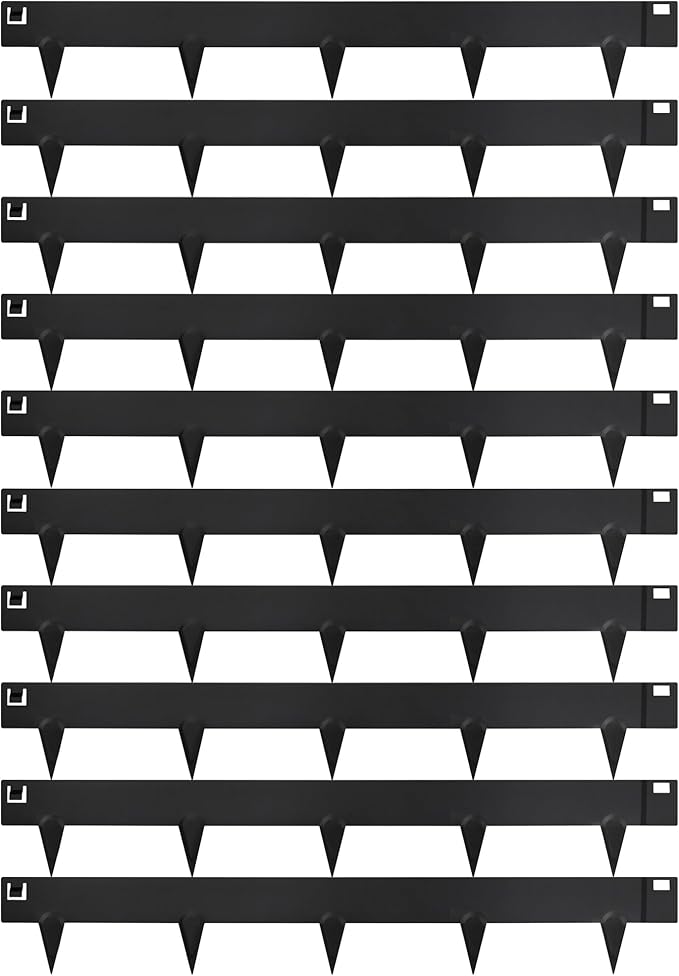 Worth Garden 10-Pack (34Ft Total) Galvanized Steel Landscape Lawn Edging - 6 in. H Bendable Metal Strips - Hammer-in 18-Gauge Flexible Black Edging Border - Yard Pathway Divider - Buckle Connection