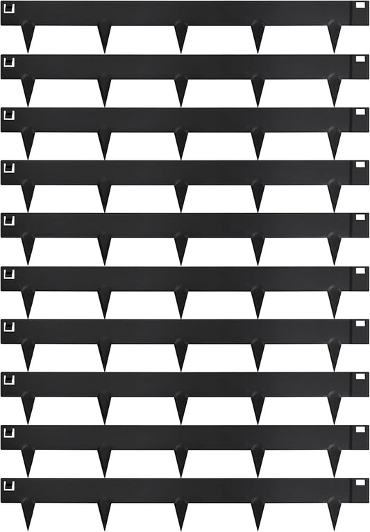 Worth Garden 10-Pack (34Ft Total) Galvanized Steel Landscape Lawn Edging - 6 in. H Bendable Metal Strips - Hammer-in 18-Gauge Flexible Black Edging Border - Yard Pathway Divider - Buckle Connection