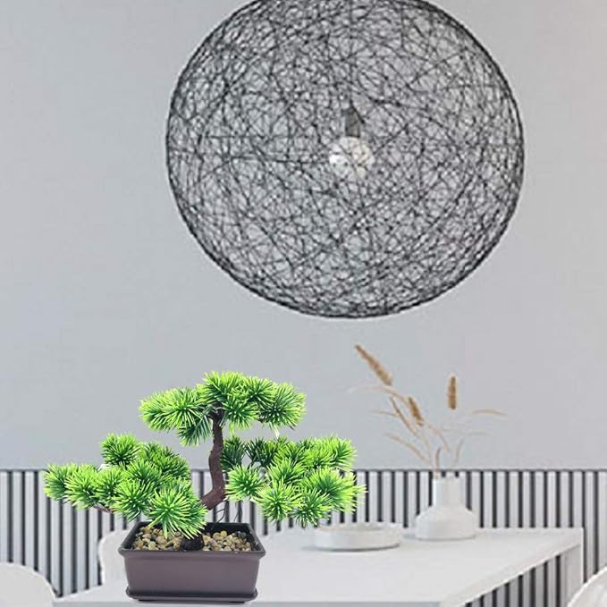 Artificial Plants Fake Bonsai Pine Trees Plants Greenery Japanese Pine Bonsai Tree Desktop Display Simulation,Office,Living Room,Zen Garden Decoration Indoor Home Décor(2 Pack Potted)