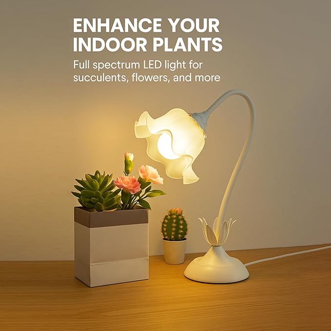 Table Top Grow Light for Indoor Plants – Decorative Desk Plant Light for Succulents Bonsai Cactus, Adjustable Desktop Grow Lights with Base, Cute Office Mini Grow Lamp