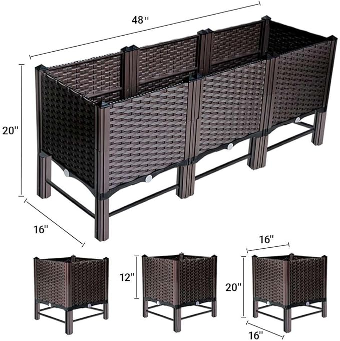 Raised Planter Box with Legs Raised Garden Bed Outdoor Planter Raised Beds Plastic for Flower Vegetable Tomato Herb for Patio Greenhouse Porch Garden Outside