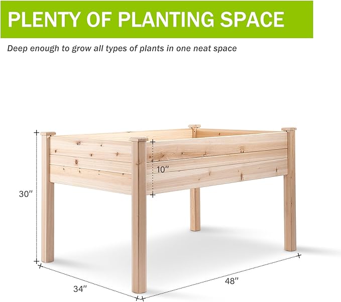 Backyard Expressions 48"x34" Raised Garden Bed - Elevated Wood Planter Box for Healthy Plant Growth, 440 lb Capacity - Natural Color