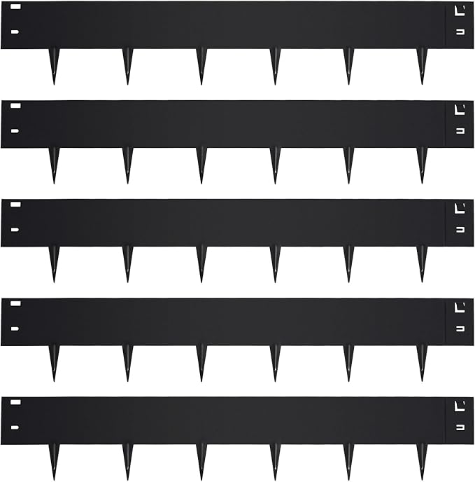 Garden 5PCS Steel Landscape Lawn Edging - 40" L x 7" H (16.7ft Total) Galvanized Steel Landscape Lawn Edging Dentoid Bendable Metal Strips - in Edging Border w/ 6 Clips - Yard Pathway Divider
