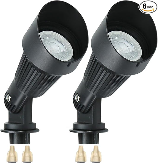 Lumina Lighting® 4W Landscape Lighting 12V Landscape Lights Low Voltage Landscape Spotlights Warm White Waterproof Outdoor Replaceable LED Bulb for Garden, Lawn, Porch, Patio and Yard (Black, 2-Pack)