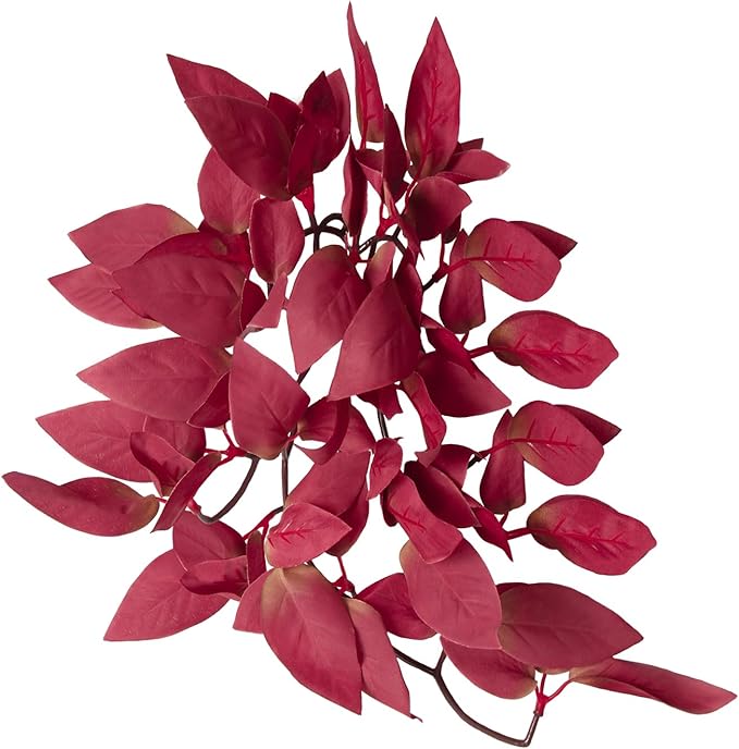 Dsoar Aquarium Artificial Plant Reptiles Plants with Suction Cup for Terrarium Fish Tank Landscape Decoration Hanging Silk Red Leaves Plants