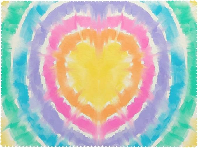Colorful Rainbow Tie Dye Heart Table Cloth for Dining Tables, Colored Heart Rectangle Tablecloths Home Kitchen Tabletop Decoration Reusable Table Cover for Holiday,Party,Picnic, 54x72Inch