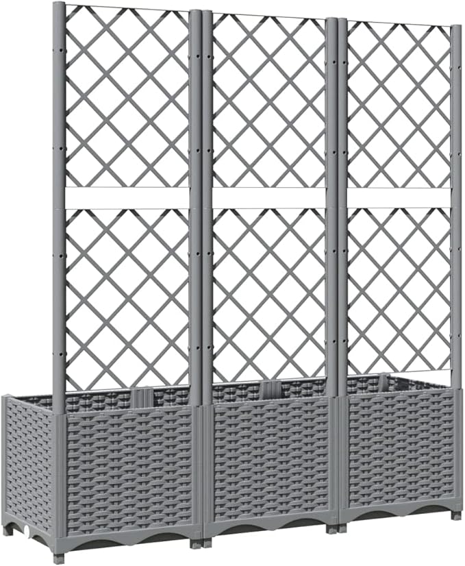 Garden Planter with Trellis, Trellis with Planter Box, Outdoor Raised Garden Bed for Climbing Plants, Raised Garden Bed Garden Planter Box, Light Gray 47.2"x15.7"x53.5" PP