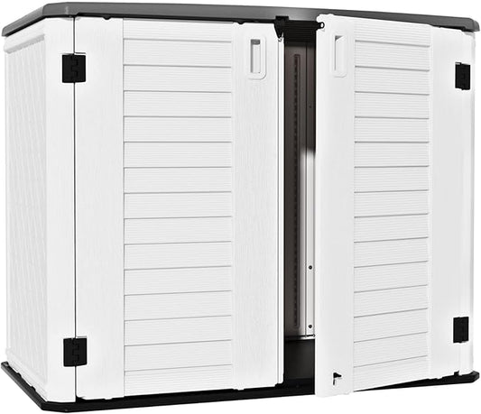 ZZM 4x2.5 FT Outdoor Storage Shed, Resin Waterproof Storage Cabinet for Garden Tools with Lockable Lid,Latch (White)