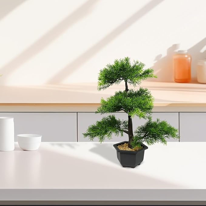 Realistic Artificial Bonsai Tree Low Maintenance Fake Plant Indoor for Home, Office, Bedroom & Living Room Decor