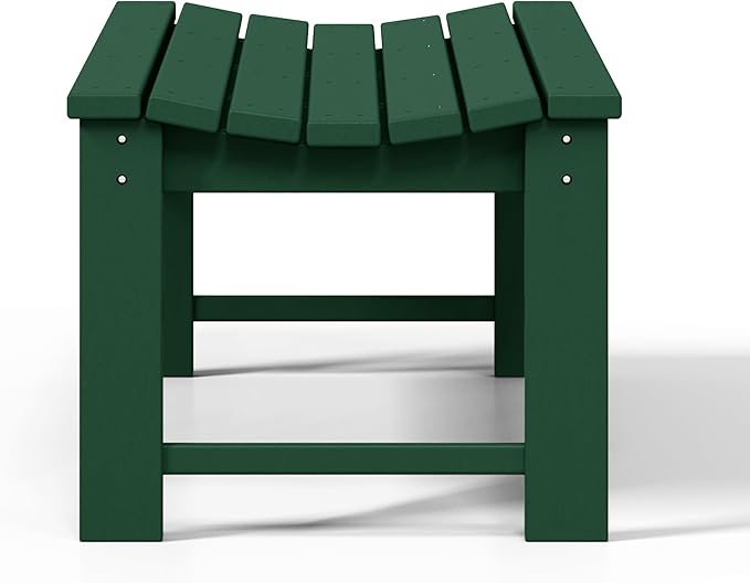 WestinTrends Malibu Outdoor Bench, All Weather Resistant Poly Lumber Backless Patio Garden Bench, Adirondack Curved Bench Seat for Comfort, Dark Green
