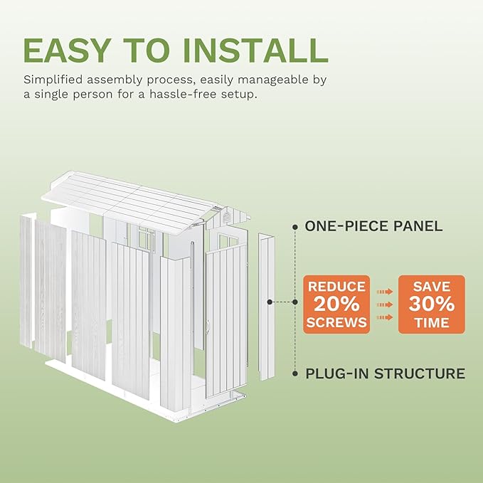 Patiowell 4' x 6' Outdoor Storage Shed with Floor, Plastic Shed Outside Resin Tool Shed with Window and Lockable Door for Backyard Garden Patio Lawn, White (Fit-it Shed)