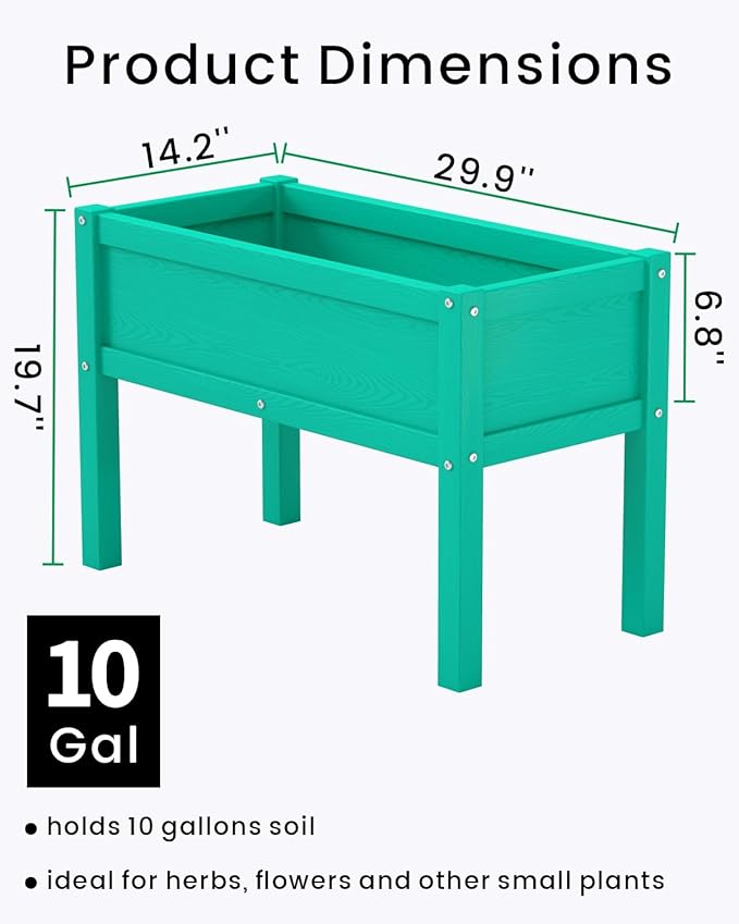 Small HDPE Raised Garden Bed, Elevated Planter Box with Legs, Outdoor All-Weather Planter Raised Beds for Seeds, Herb, Flower, Vegetable (Aruba)