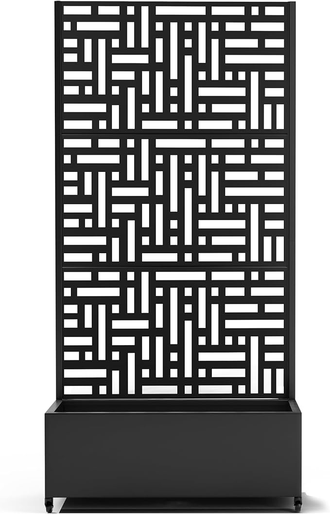 Raised Garden Bed with Trellis and Wheels,73"x35"x16" Metal Raised Garden Bed,Black Modern Metal Planter with Climbing Trellis for Vines & Vegetables