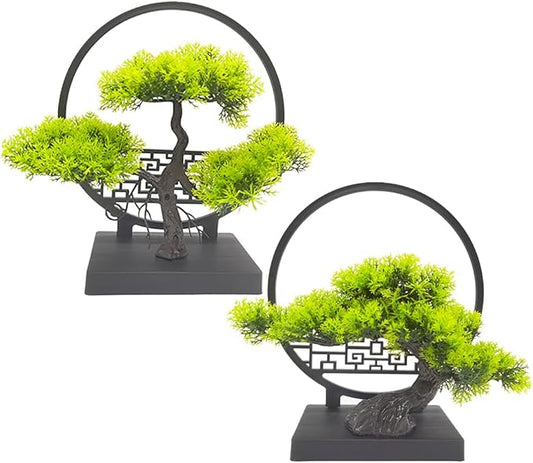 Ryoma Artificial Pine Tree Set Simulated Bonsai Features Ornaments Chinese - Style Desktop Screen Ornament 2 Set