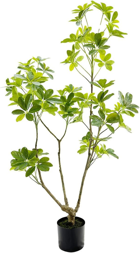 Artificial Schefflera Plant, 4ft Tall Indoor Plant, Natural Branch Design
