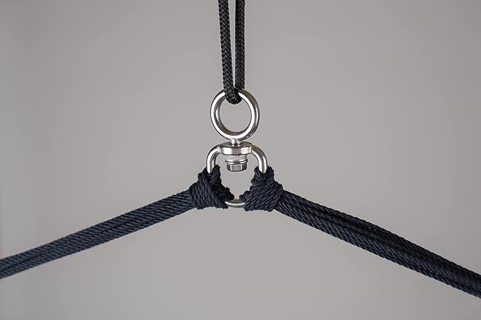 LA SIESTA Habana Hammock Chair, Indoor or Outdoor, Ideal for Sitting or Lying Down, Cotton Hammock, Patio, Swinging Chair, Boho, Max 355 Lbs, King, Onyx