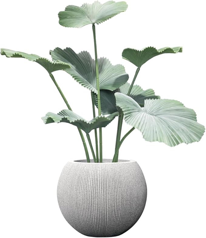 11.8 H x 14.5" Dia (10" Pot Opening) Plastic Beige Round Planters for Outdoor Plants, Resin Flower Pot for Indoor and Outdoor Plants, Plant Pot with Drainage Holes and Plug for Home Patio Garden