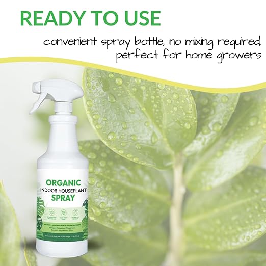 Organic Indoor Houseplant Spray - Liquid Plant Food in a Spray Bottle (Foliar Fertilizer) | Use on All Live Indoor Plants, Orchids, and Succulents | No Mixing Required (32oz)
