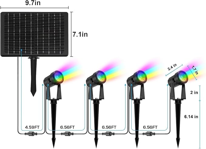 ZYAN Solar Spotlights Outdoor, Solar Landscape Lights with Remote Control, RGBW Colored Spot Lights for Yard, Garden, Lawn, Plant, Tree, Pool Areas, Auto On/Off, Dimmable & Waterproof (12 Pack)