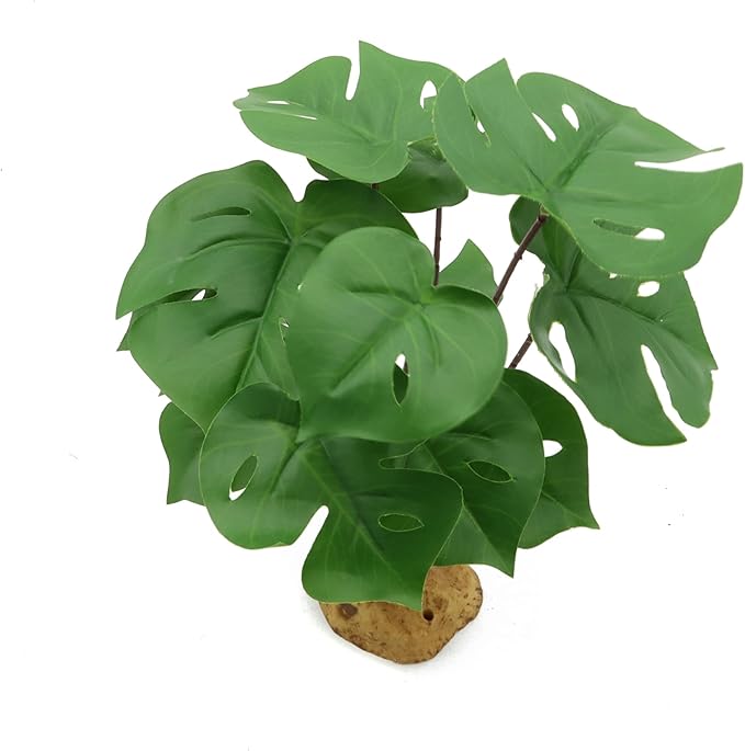 JIHAQUA Reptile Artificial Plants, Terrarium Decorations, Reptiles Amphibians Tank Accessories, Monstera