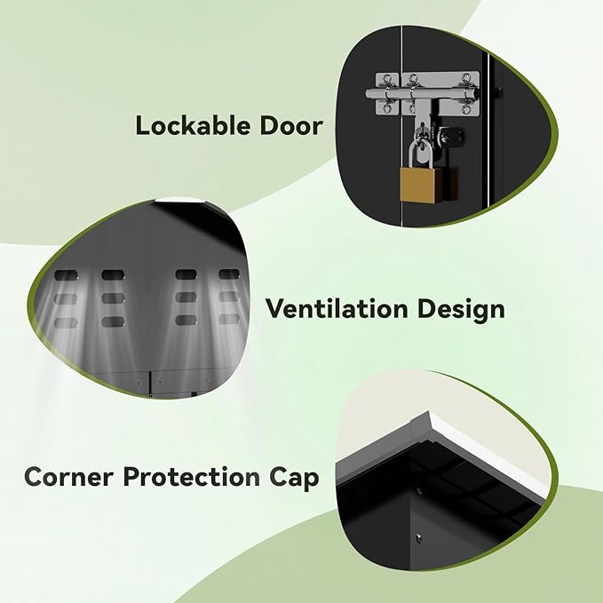 COMHOMA Shed Outdoor Storage Shed Metal,Lockable Doors Tool Sheds with Sloping Roof,Steel Garden Shed with Air Vent for Backyard,Patio,Lawn,Poolside (Grey, 8'*4')